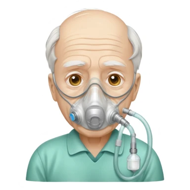 old man with simple ambulance oxygen mask  sticker