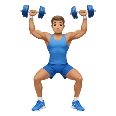 man with blue shorts doing side-lateral raise (T pose) with light dumbbells sticker