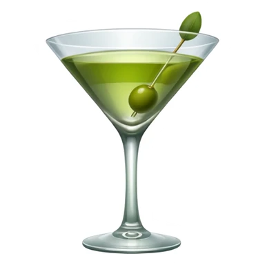 martini glass with olive sticker