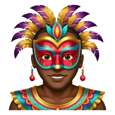 A black man with a painted carnival mask, vibrant colors and confident expression. sticker