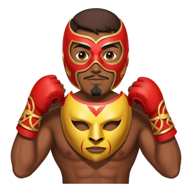 holding a Luchador mask sticker