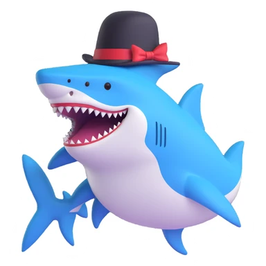 shark with a top hat sticker