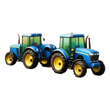An icon showing tractors in a colorful rural landscape, inspired by Farming Simulator 22. The design features vibrant fields, barns, and crops under a bright sky, with tractors working the land. The peaceful and immersive farming environment is highlighted with a transparent background sticker