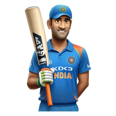 Ms dhoni with cricket bat sticker