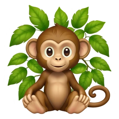 A monkey with big foot’s and long nose all covered in leaves sticker