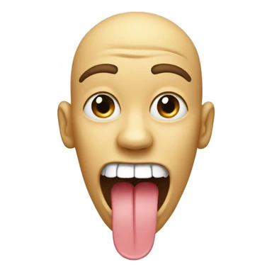 face with mouth open tip of the toungue touching top teeth with a finger curled in front of the mouth sticker