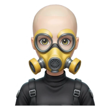 cyberpunk gasmask girl programmer buzzcut bald sticker