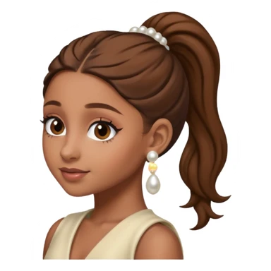 Ariana grande with a brown pony tail and pearl earrings  sticker