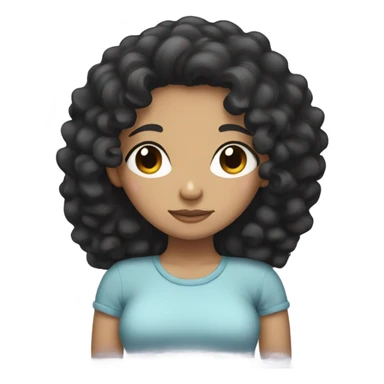 Sleepy girl with black curly hair sticker