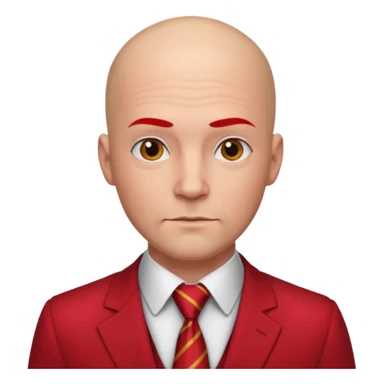 man Bald with red necktie, red dress,tattoo, square face. sticker
