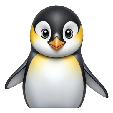 cinematic-cute-emperor-penguin-portrait-emoji,-head-tilted-playfully-and-inquisitively,-with-glossy,-pristine-plumage-accented-by-a-bright-beak-and-round,-sparkling-eyes-filled-with-curiosity,-simplified-yet-irresistibly-adorable-features zoomed into the face sticker