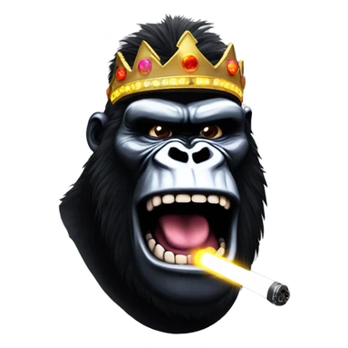 king kong white stick poking out of his mouth at a rave with lazer lights flashing sticker