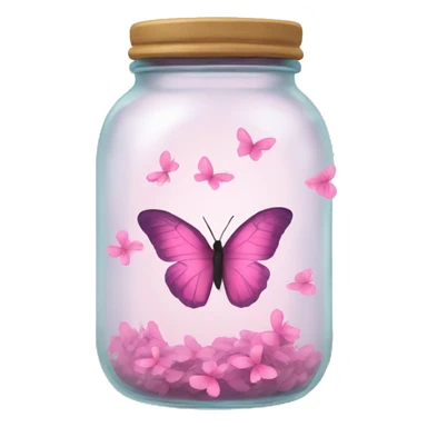glass jar with pink butterflies inside sticker