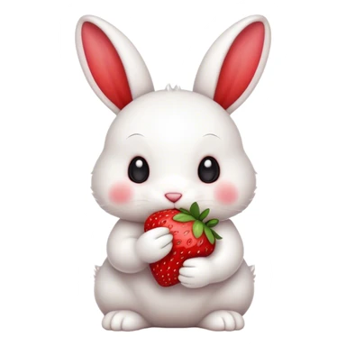 white bunny eating strawberry cute sticker
