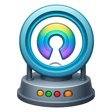 Add a teleportation machine to the teleportation portal emoji in the style of emoji with transparent background. sticker