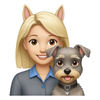 Schnauzer con orejas levantadas y mujer güera sticker