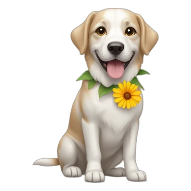 Whiete  Dog with flower sticker