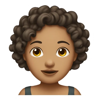 Pregnant women with curly dark brown hair mid length looking down at bump sticker