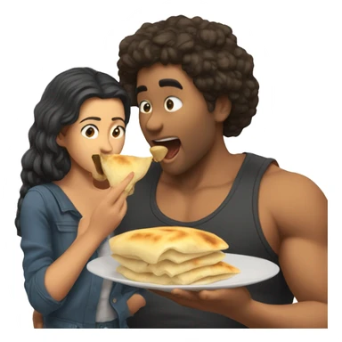 My girlfriend feeding me a roti bite sticker