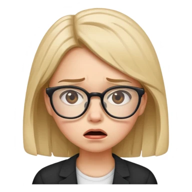 a young lady going crazy not having any work... wearing glasses sticker