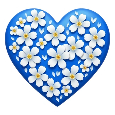 goth  sakura heart, heart made of white sakura petals with blue accents, remove background sticker
