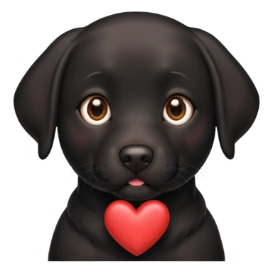 Black lab with heart sticker