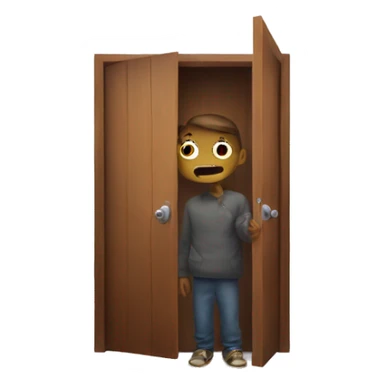 A person hiding behind a door  sticker