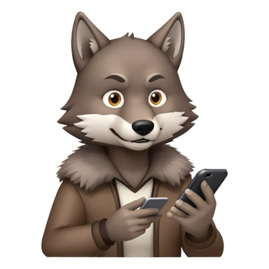 wolf checking fantasy football stats on phone sticker