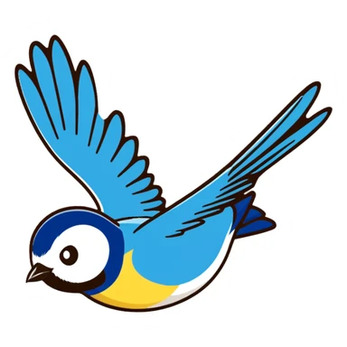 Eurasian blue tit bird flying in the air sticker