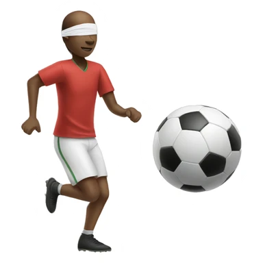 Blindfolded person catching a soccer ball sticker