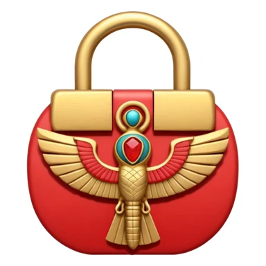 ancient Egyptian lock object icon, golden metal lock, ankh symbol, scarab engraving, red gemstone detail, 3D cartoon, mobile game icon style, centered, clean background, soft shadow, no text, no watermark
 sticker