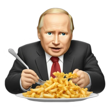 Vladimir poutine qui mange une poutine sur une poutine entrain de regarder une poutine sticker