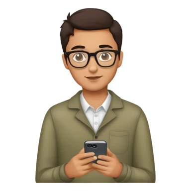 A brunette guy with glasses who is always on his phone sticker