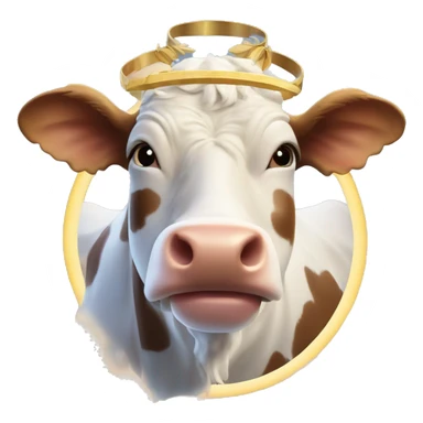 three cows with halo and wings on a cloud sticker