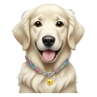 White golden retriever wearing a friendship bracelet sticker