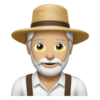 Amish man white with brown straw hat building a building with beard without a mustache with suspenders sticker