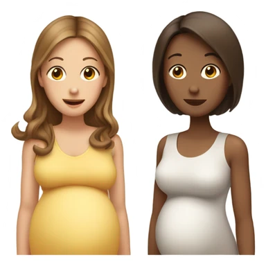 2 pregnant women talking - one white with brown hair and one lightly tan with dark brown hair sticker
