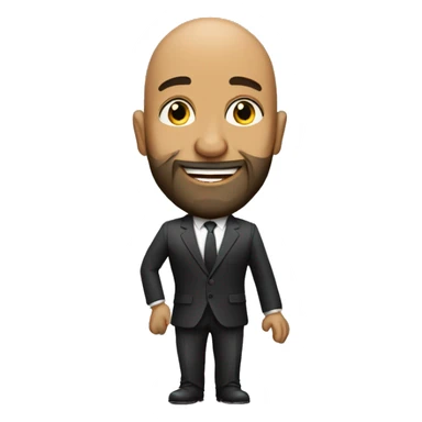 a bald brazilian man with a beard, wering a suit, singer, jazz sticker