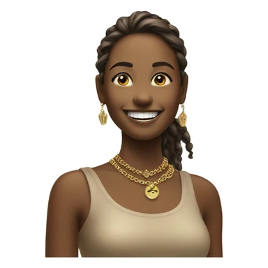 smiling girl outdoors with jewelry saying hi sticker