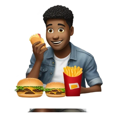 guy eating fast food sticker