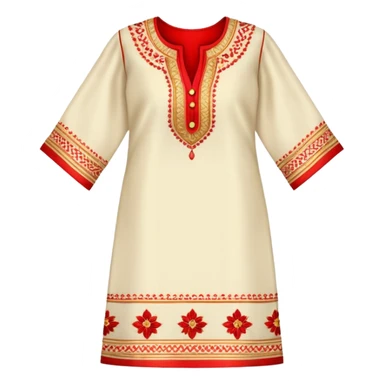 Traditional embroidered women's kurti in red color with gold patterns sticker