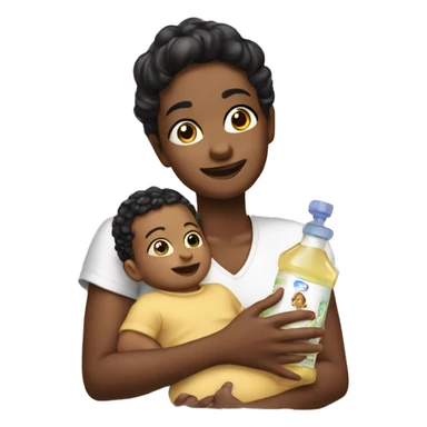 P didy holding a baby oil sticker