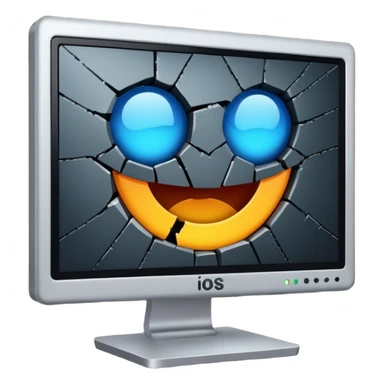 Broken computer monitor with no face  sticker