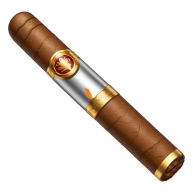A luxury cigar emoji made of silver chrome, smooth metallic texture, minimal shape, glossy reflections, rich swag aesthetic, iOS emoji style, centered, clean white background sticker