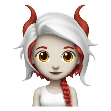 white demon girl with red hair and a tail sticker