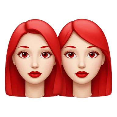 two identical faces with red lipgloss sticker