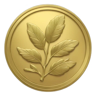 Gold coin with laurel and large "0" label sticker