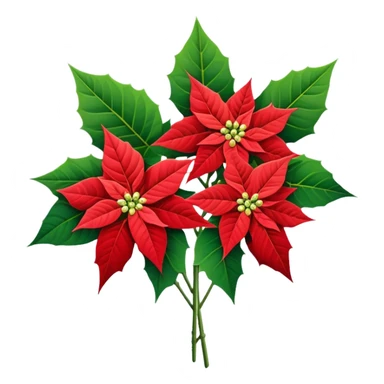 bouquet Poinsettia, stem, leaf sticker