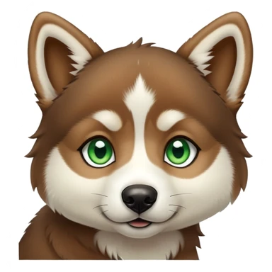 Brown husky puppy clear green eyes  sticker