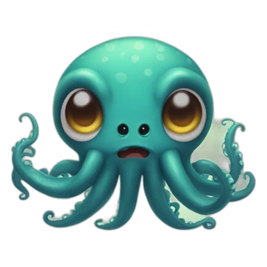  a cute kraken with a cute angry face sticker